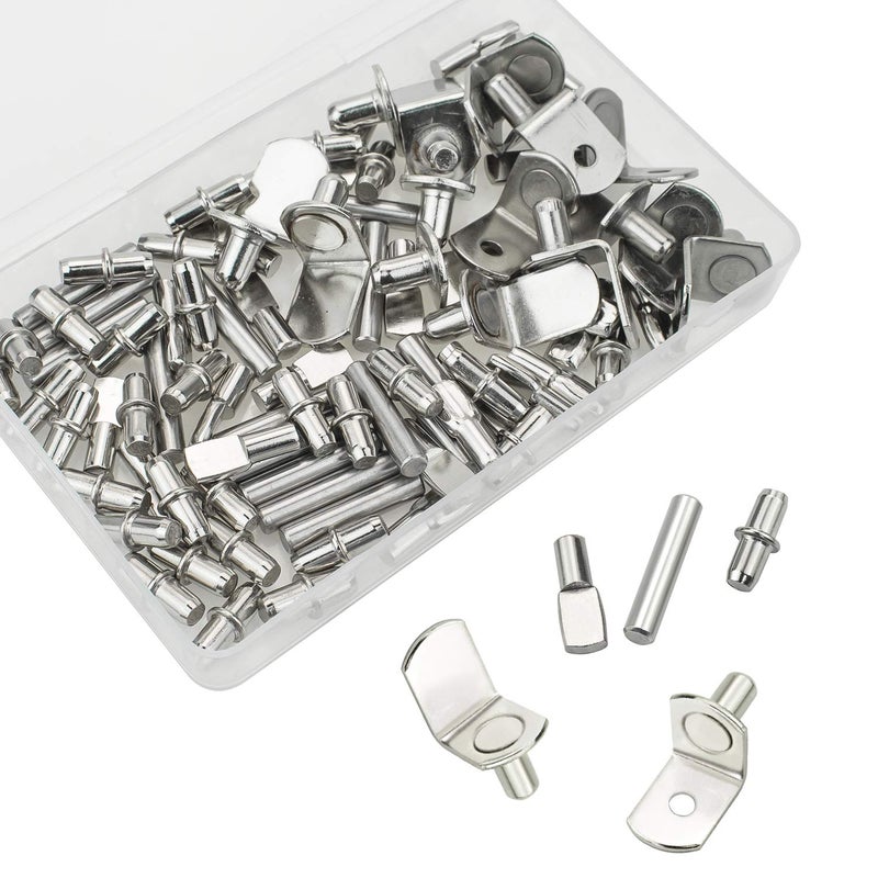 Sutemribor 85PCS Nickel Plated Shelf Bracket Pegs Cabinet Furniture Shelf Pins Support, 5 Styles - Image 5